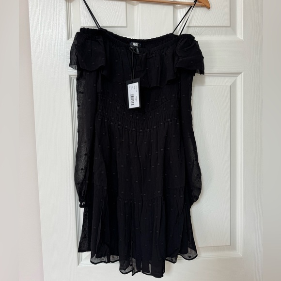 PAIGE Seine Off the Shoulder Black Silk Dress - Picture 6 of 6